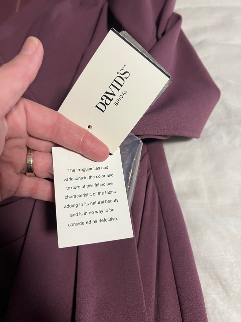 David's Bridal Mauve Draped Wrap Midi Dress - Picture 2 of 5